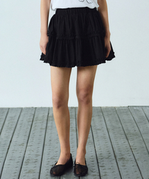 TRENDY RUFFLE MINI SKIRT_BLACK