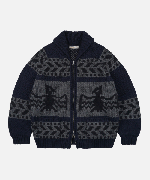THUNDERBIRD HEAVY COWICHAN JACKET — NAVY