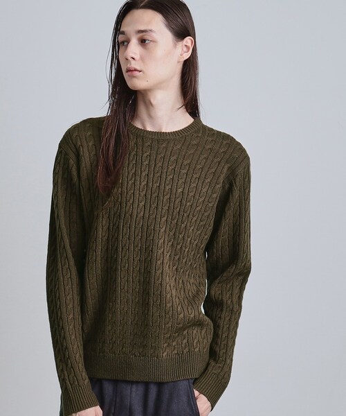 tk.TAKEO KIKUCHI（ティーケータケオキクチ）の「ケーブルクルーネックニット（ニット/セーター・メンズ・グレー系4/ブラック/ブラウン系その他/オフホワイト・02/04/03）」の4枚目の写真