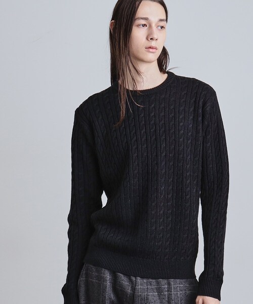 tk.TAKEO KIKUCHI（ティーケータケオキクチ）の「ケーブルクルーネックニット（ニット/セーター・メンズ・グレー系4/ブラック/ブラウン系その他/オフホワイト・02/04/03）」の2枚目の写真