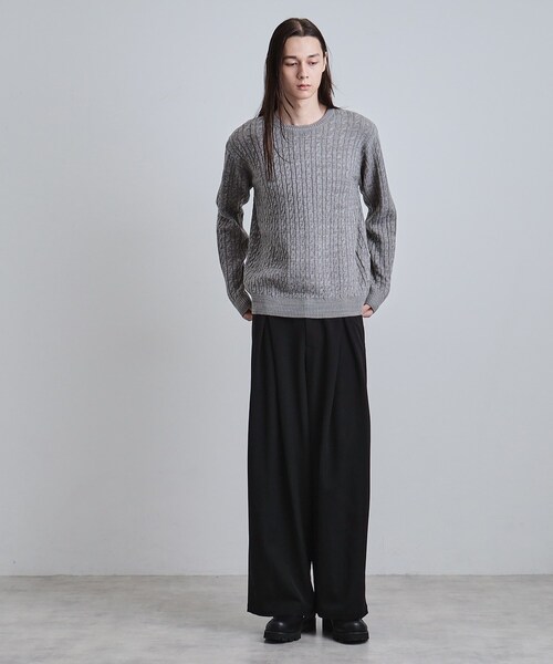 tk.TAKEO KIKUCHI（ティーケータケオキクチ）の「ケーブルクルーネックニット（ニット/セーター・メンズ・グレー系4/ブラック/ブラウン系その他/オフホワイト・02/04/03）」の11枚目の写真