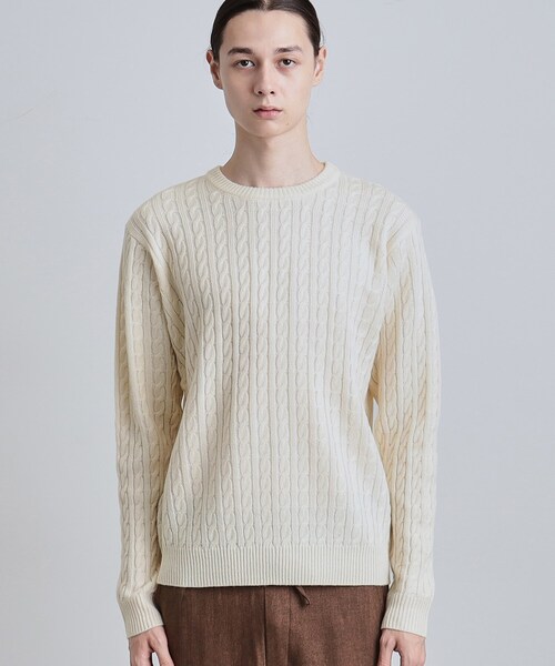 tk.TAKEO KIKUCHI（ティーケータケオキクチ）の「ケーブルクルーネックニット（ニット/セーター・メンズ・グレー系4/ブラック/ブラウン系その他/オフホワイト・02/04/03）」の13枚目の写真