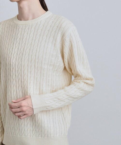 tk.TAKEO KIKUCHI（ティーケータケオキクチ）の「ケーブルクルーネックニット（ニット/セーター・メンズ・グレー系4/ブラック/ブラウン系その他/オフホワイト・02/04/03）」の7枚目の写真