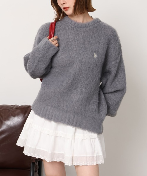 U.S. POLO ASSN.（ユーエスポロアッスン）の「【U.S. POLO ASSN./ユーエスポロアッスン】別注 刺繍ロゴ クルーネックセーター（ニット/セーター・レディース・オフホワイト/グレー/レッド/ピンク/ネイビー・M/L/S）」の6枚目の写真