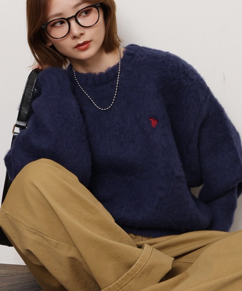 U.S. POLO ASSN.（ユーエスポロアッスン）の「【U.S. POLO ASSN./ユーエスポロアッスン】別注 刺繍ロゴ クルーネックセーター（ニット/セーター・レディース・オフホワイト/グレー/レッド/ピンク/ネイビー・M/L/S）」の11枚目の写真