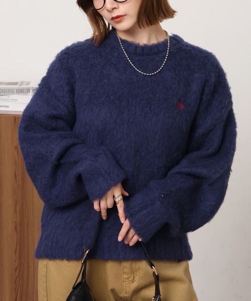 U.S. POLO ASSN.（ユーエスポロアッスン）の「【U.S. POLO ASSN./ユーエスポロアッスン】別注 刺繍ロゴ クルーネックセーター（ニット/セーター・レディース・オフホワイト/グレー/レッド/ピンク/ネイビー・M/L/S）」の12枚目の写真