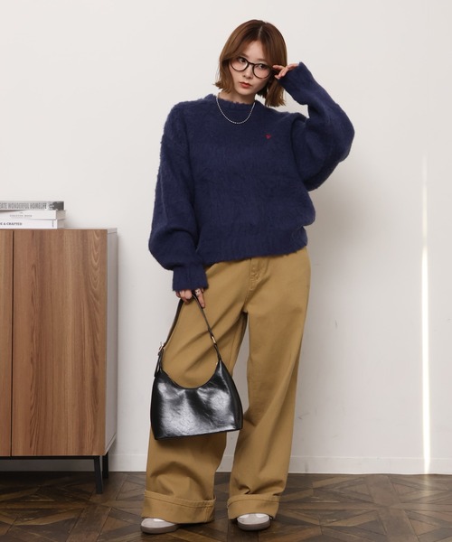 U.S. POLO ASSN.（ユーエスポロアッスン）の「【U.S. POLO ASSN./ユーエスポロアッスン】別注 刺繍ロゴ クルーネックセーター（ニット/セーター・レディース・オフホワイト/グレー/レッド/ピンク/ネイビー・M/L/S）」の15枚目の写真