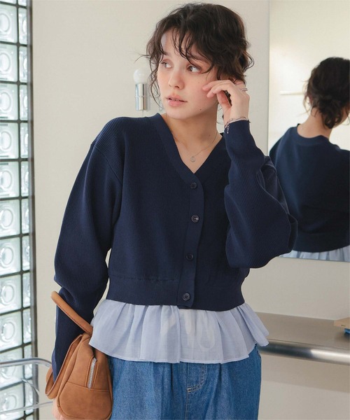 titivate（ティティベイト）の「フリルヘムドッキングニット（ニット/セーター・レディース・ライトベージュ/ブラック/ネイビー/ホワイト系その他・L/M/S）」の4枚目の写真