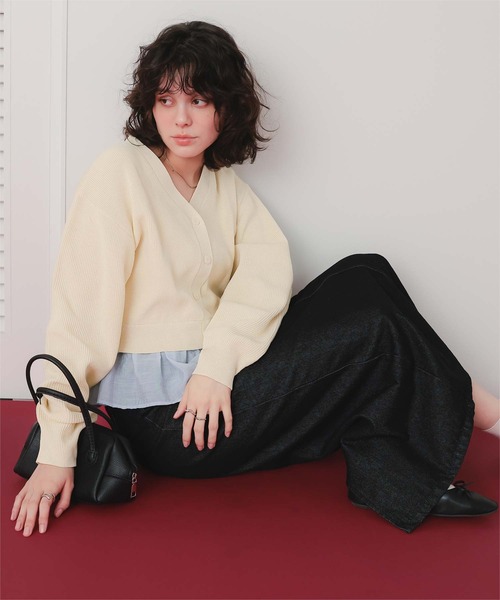 titivate（ティティベイト）の「フリルヘムドッキングニット（ニット/セーター・レディース・ライトベージュ/ブラック/ネイビー/ホワイト系その他・L/M/S）」の7枚目の写真