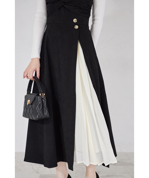 tocco closet（トッコ　クローゼット）の「【ZOZO限定】フロントリボンライクツイス切替プリーツスエードジャンパースカート（ジャンパースカート・レディース・ブラック/ブラウン・M）」の12枚目の写真