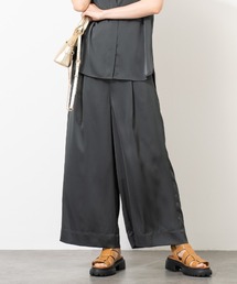 aunt lily（アントリリー）の「とろみサテンワイドパンツ｜ダブルサテン 美シルエット フレア（その他パンツ）」