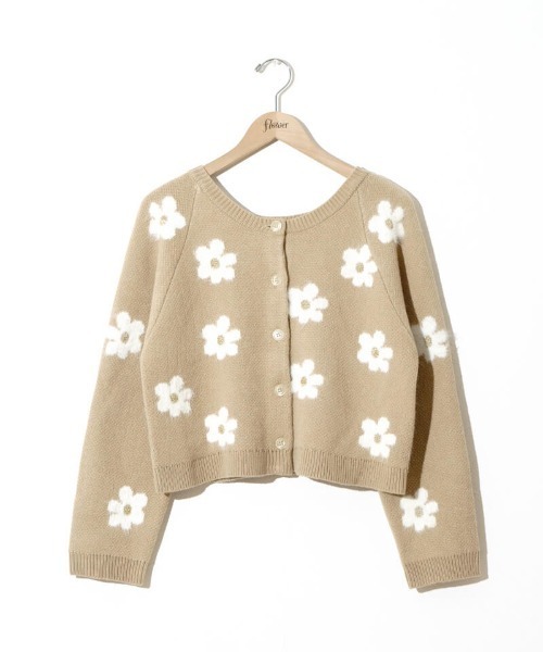 flower(フラワー)の「フラッフィーフラワーニット(ニット/セーター・レディース・ベージュ/ネイビー・FREE)」の18枚目の写真