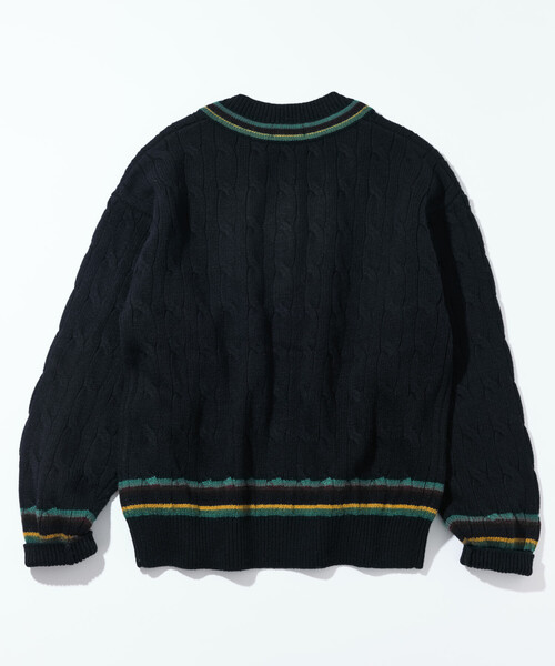 NAUTICA（ノーティカ）の「NAUTICA/ノーティカ ヴィンテージライク ケーブル編み チルデン ニット（ニット/セーター・メンズ・オフホワイト/ブラック・LARGE/MEDIUM/X-LARGE）」の6枚目の写真