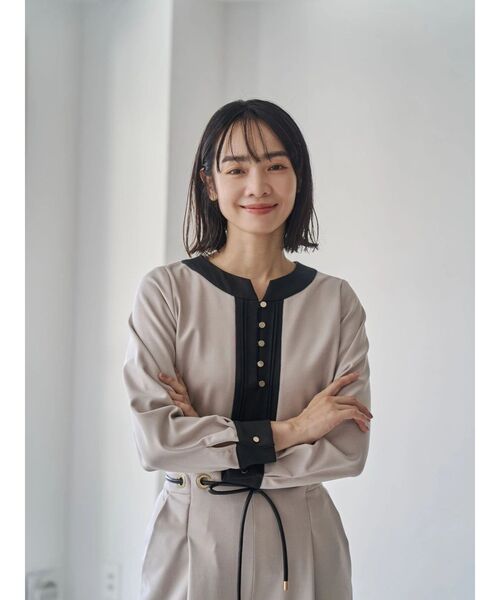 セール】ウォームツイルバイカラーピンタックブラウス（シャツ