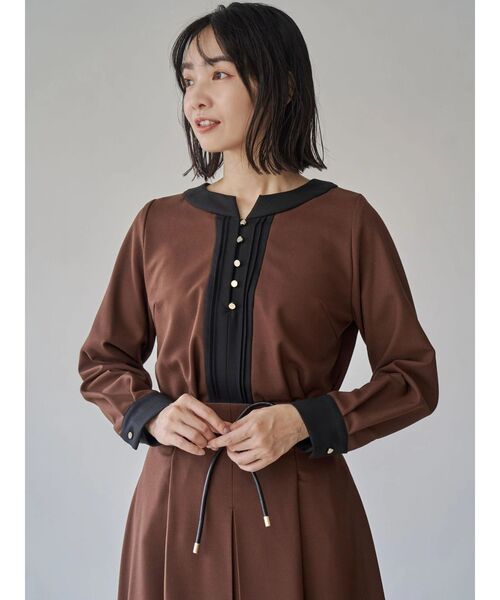 セール】ウォームツイルバイカラーピンタックブラウス（シャツ