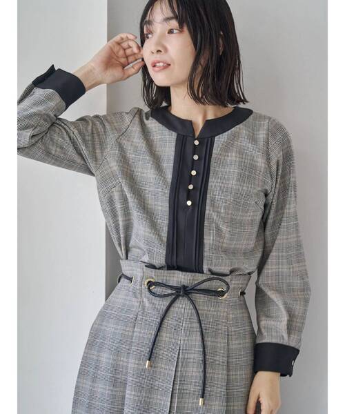 セール】ウォームツイルバイカラーピンタックブラウス（シャツ