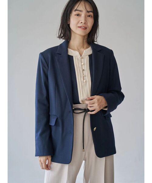 TONAL（トーナル）の「ウォームツイルバイカラーピンタックブラウス（シャツ/ブラウス・レディース・ベージュ/ブラウン/ネイビー/オフホワイト/その他・MEDIUM）」の9枚目の写真