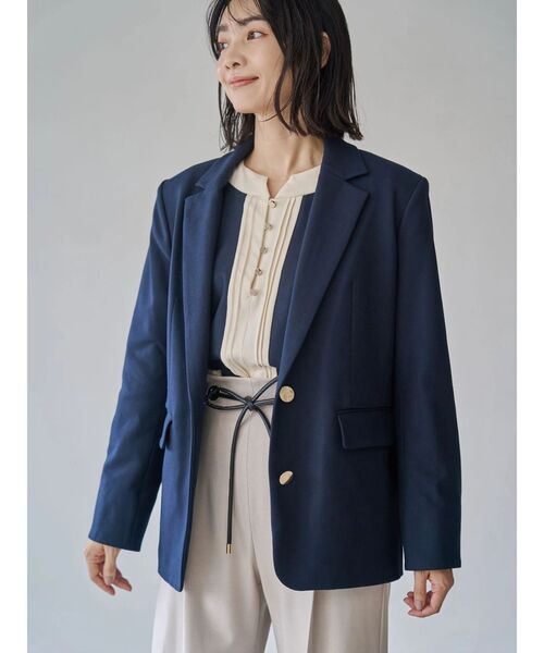 TONAL（トーナル）の「ウォームツイルバイカラーピンタックブラウス（シャツ/ブラウス・レディース・ベージュ/ブラウン/ネイビー/オフホワイト/その他・MEDIUM）」の10枚目の写真