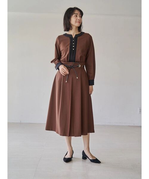 セール】ウォームツイルバイカラーピンタックブラウス（シャツ