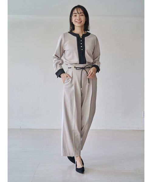 セール】ウォームツイルバイカラーピンタックブラウス（シャツ