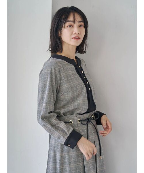 セール】ウォームツイルバイカラーピンタックブラウス（シャツ