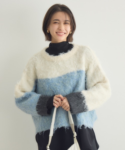 KATHARINE ROSS（キャサリンロス）の「【PILLINI/ピリーニ】ウェーブシャギーコンパクトプルオーバー（ニット/セーター・レディース・モカ/アイボリー・FREE）」の6枚目の写真