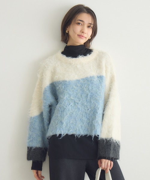 KATHARINE ROSS（キャサリンロス）の「【PILLINI/ピリーニ】ウェーブシャギーコンパクトプルオーバー（ニット/セーター・レディース・モカ/アイボリー・FREE）」の7枚目の写真