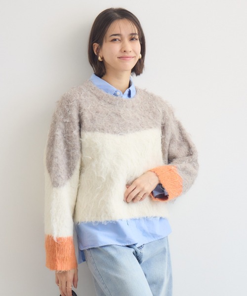 KATHARINE ROSS（キャサリンロス）の「【PILLINI/ピリーニ】ウェーブシャギーコンパクトプルオーバー（ニット/セーター・レディース・モカ/アイボリー・FREE）」の14枚目の写真