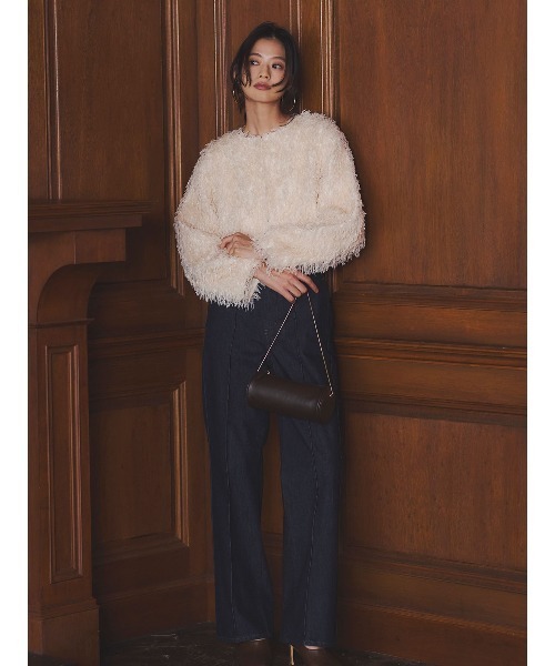 anuans（アニュアンス）の「ファンシーフェザーコンパクトカーデジャケット（テーラードジャケット・レディース・アイボリー/モカ・SMALL/MEDIUM）」の10枚目の写真