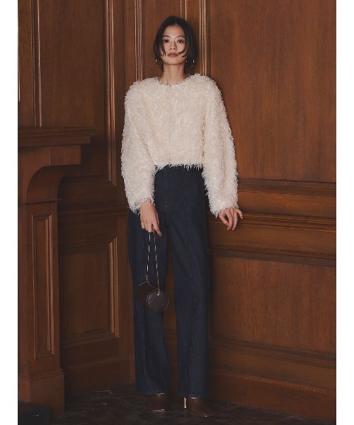 anuans（アニュアンス）の「ファンシーフェザーコンパクトカーデジャケット（テーラードジャケット・レディース・アイボリー/モカ・SMALL/MEDIUM）」の11枚目の写真