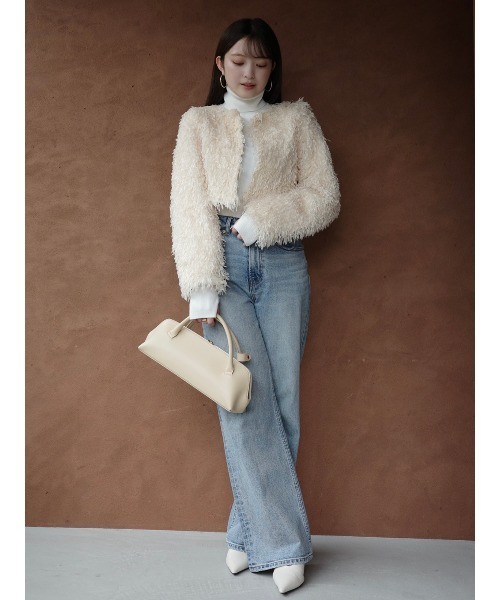 anuans（アニュアンス）の「ファンシーフェザーコンパクトカーデジャケット（テーラードジャケット・レディース・アイボリー/モカ・SMALL/MEDIUM）」の21枚目の写真