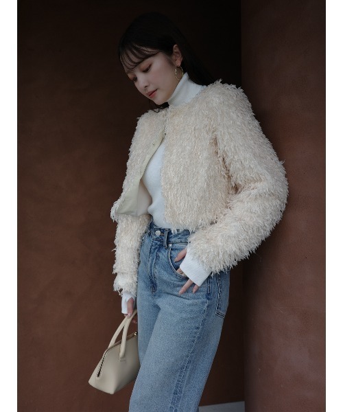 anuans（アニュアンス）の「ファンシーフェザーコンパクトカーデジャケット（テーラードジャケット・レディース・アイボリー/モカ・SMALL/MEDIUM）」の20枚目の写真