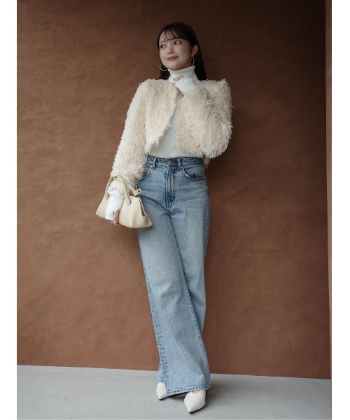 anuans（アニュアンス）の「ファンシーフェザーコンパクトカーデジャケット（テーラードジャケット・レディース・アイボリー/モカ・SMALL/MEDIUM）」の22枚目の写真