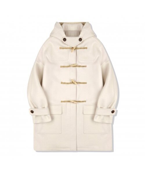 ウール90%]オーバーサイズダッフルコート(アイボリー)（ダッフルコート
