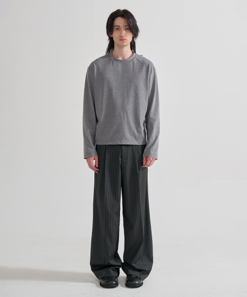 JUAN HOMME(ジュアンオム)の「ピンストライプワイドトラウザー(チャコール)(スラックス・メンズ・チャコール・SMALL/MEDIUM/LARGE)」の6枚目の写真