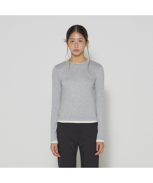 DEARSTALKER(ディアストーカー)の「D. BASIC DOUBLE LAYERED T - 3 COLOR(Tシャツ/カットソー・レディース・グレー/ブラック/PINK・FREE)」の3枚目の写真