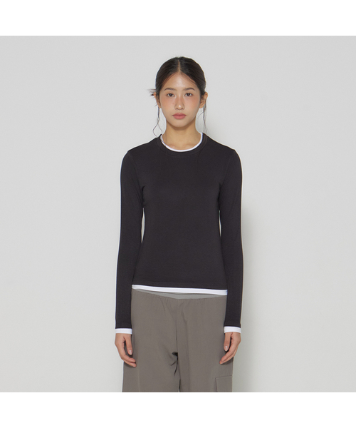 DEARSTALKER(ディアストーカー)の「D. BASIC DOUBLE LAYERED T - 3 COLOR(Tシャツ/カットソー・レディース・グレー/ブラック/PINK・FREE)」の2枚目の写真