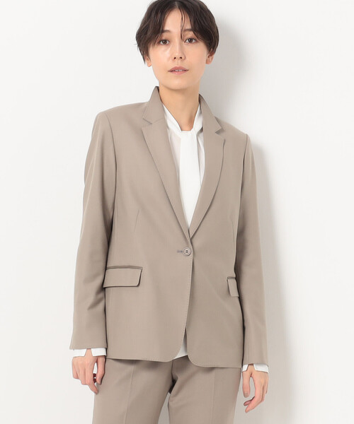 K.T KIYOKO TAKASE（キヨコタカセ）の「〔 Sサイズ 〕 ２ＷＡＹストレッチフラノ スタンドテーラードジャケット（テーラードジャケット・レディース・ブラック/ベージュ・5号）」の2枚目の写真