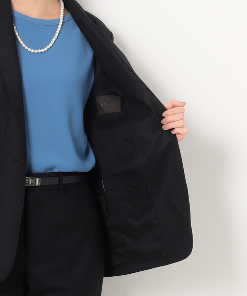 K.T KIYOKO TAKASE（キヨコタカセ）の「〔 Sサイズ 〕 ２ＷＡＹストレッチフラノ スタンドテーラードジャケット（テーラードジャケット・レディース・ブラック/ベージュ・5号）」の18枚目の写真