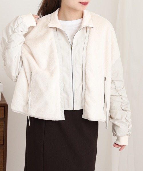 A.N.L（エーエヌエル　レーベル）の「A.N.L エコファー切替ブルゾン（ブルゾン・レディース・アイボリー/ブラック・38）」の19枚目の写真