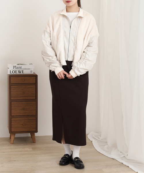 A.N.L（エーエヌエル　レーベル）の「A.N.L エコファー切替ブルゾン（ブルゾン・レディース・アイボリー/ブラック・38）」の16枚目の写真