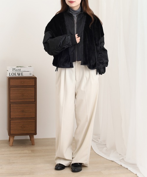 A.N.L（エーエヌエル　レーベル）の「A.N.L エコファー切替ブルゾン（ブルゾン・レディース・アイボリー/ブラック・38）」の11枚目の写真