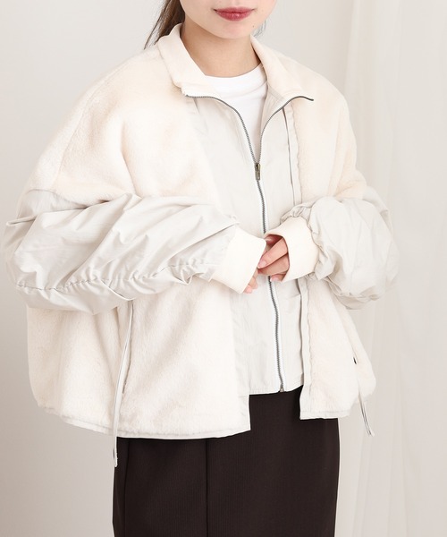 A.N.L（エーエヌエル　レーベル）の「A.N.L エコファー切替ブルゾン（ブルゾン・レディース・アイボリー/ブラック・38）」の21枚目の写真