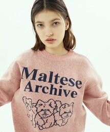 マルチーズアーカイブライングラフィックニットピンク