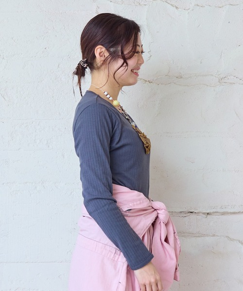 MARKEY'S(マーキーズ)の「サテンフリルリブカットソー/おとな(Tシャツ/カットソー・レディース・グレー/ライトブルー/ピンク・160cm)」の7枚目の写真
