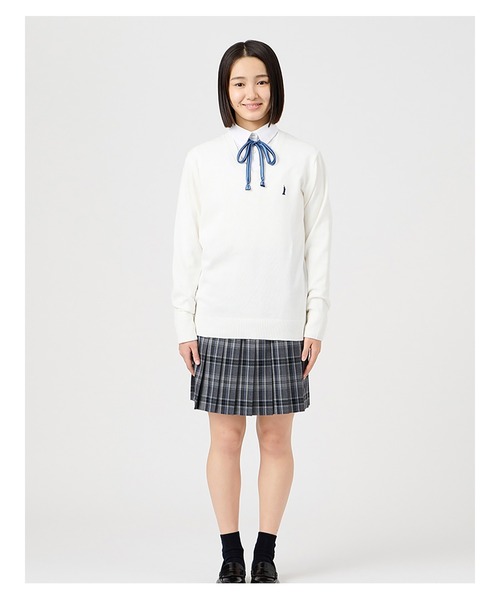 EASTBOY（イーストボーイ）の「セーター 綿 12G ニット 女子 制服 学生服 中学生 高校生 スクール 入学式 卒業式（ニット/セーター・キッズ・オフホワイト/ライトグレー/ネイビー・13号/11号/9号）」の8枚目の写真