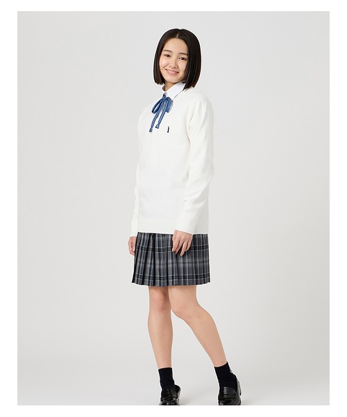 EASTBOY（イーストボーイ）の「セーター 綿 12G ニット 女子 制服 学生服 中学生 高校生 スクール 入学式 卒業式（ニット/セーター・キッズ・オフホワイト/ライトグレー/ネイビー・13号/11号/9号）」の9枚目の写真