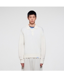 ERA（エラ）の「MEN WOOL BLEND POLO SWEATER - WHITE（ニット/セーター）」