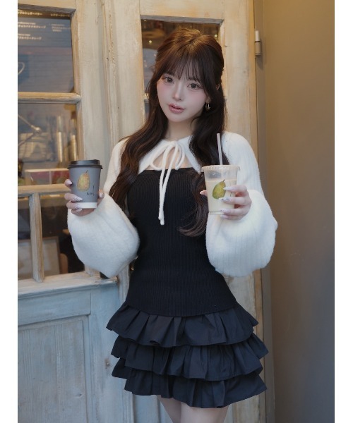 Darich ダーリッチ ティアードフリルミニワンピース ブラック Darich（ダーリッチ）の「ティアードフリルミニワンピース（ワンピース