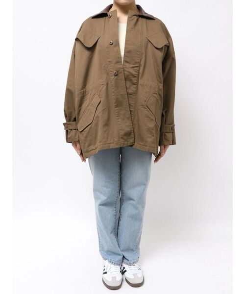 Ungrid(アングリッド)の「レザードッキングミリタリーブルゾン(ブルゾン・レディース・カーキ/ダークブラウン・FREE)」の13枚目の写真